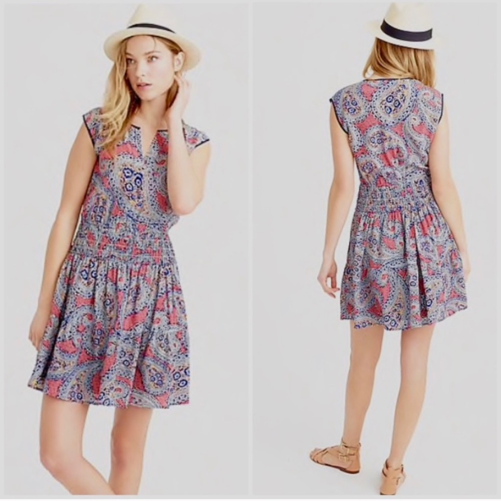 J. Crew Silk Smocked Waist Dress